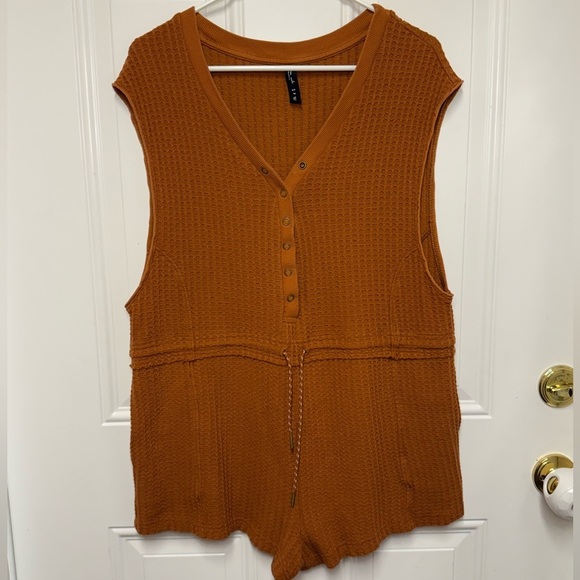 Urban Outfitters Out From Under Ty Waffle Knit Romper Terracotta Brown Small - Picture 6 of 14